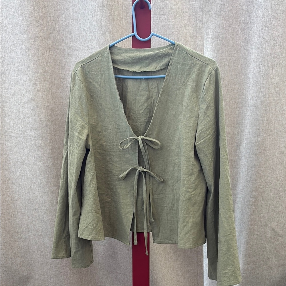 Olive Tie-Front Women’s Top